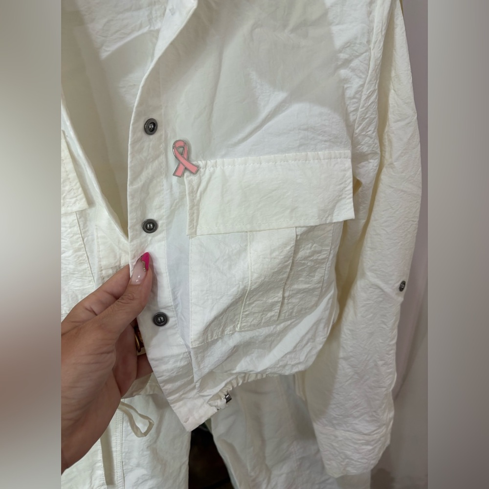 White Women's Lightweight Utility Jacket and Pants Set - Picture 5 of 11